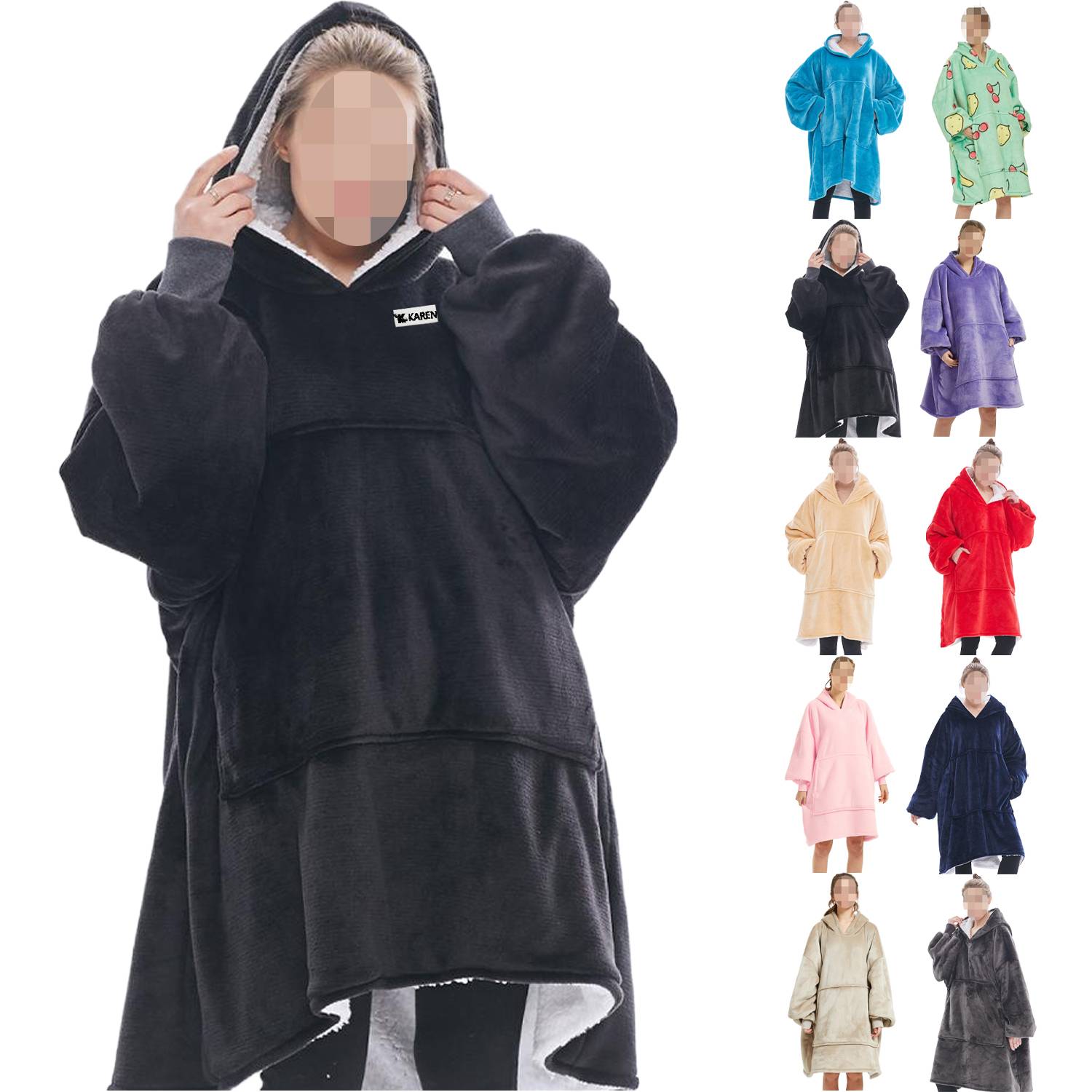 Winter Long Warm Fleece Hooded Sleepshirt
