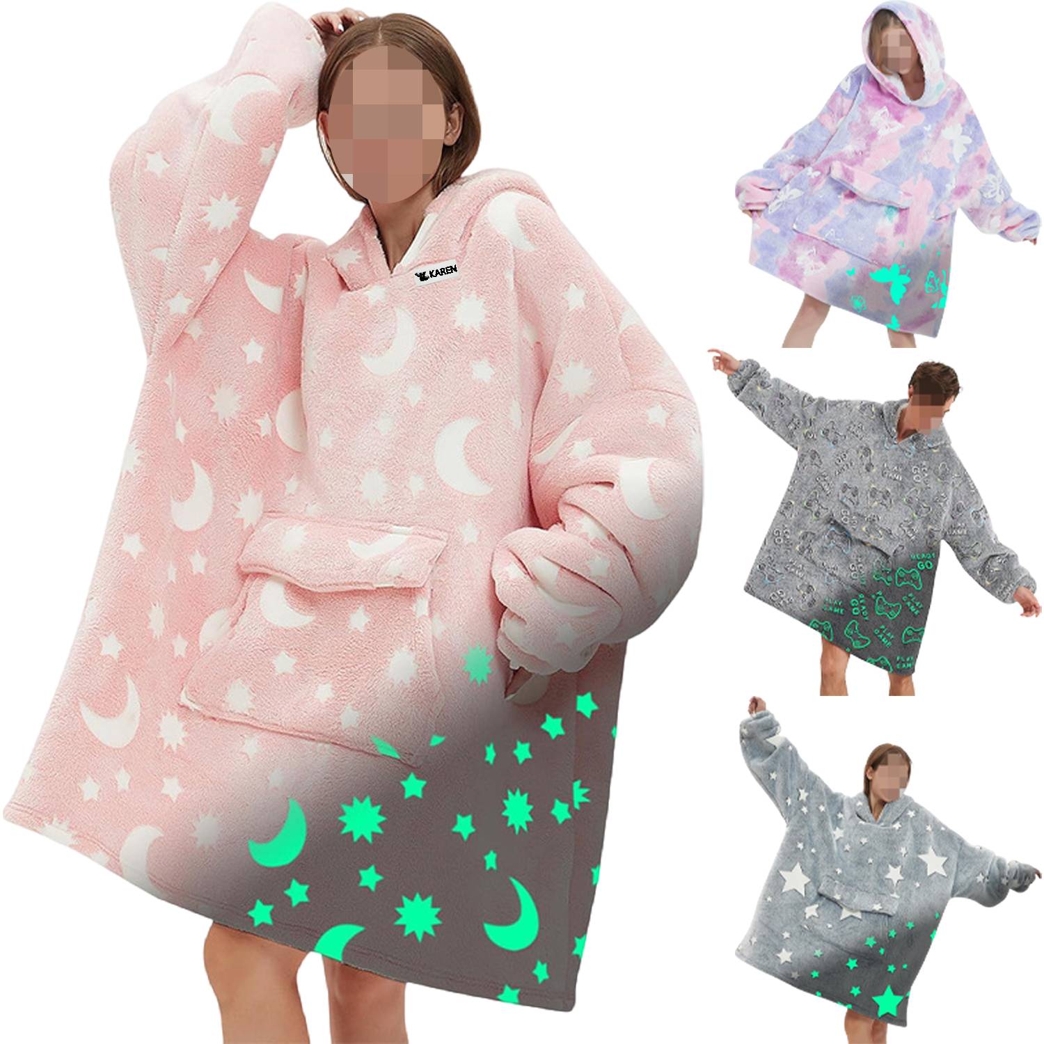 Oversized Fluorescent Warm Blanket Hoodie
