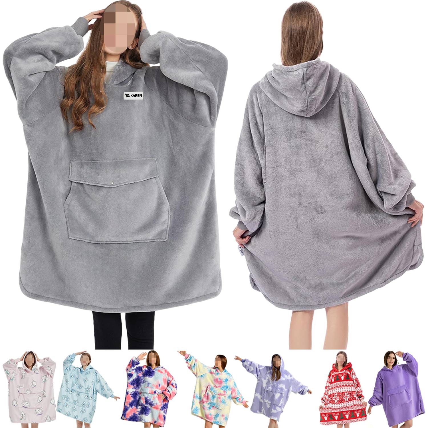 Winter Fall Warm Oversized Fleece Blanket Hoodie