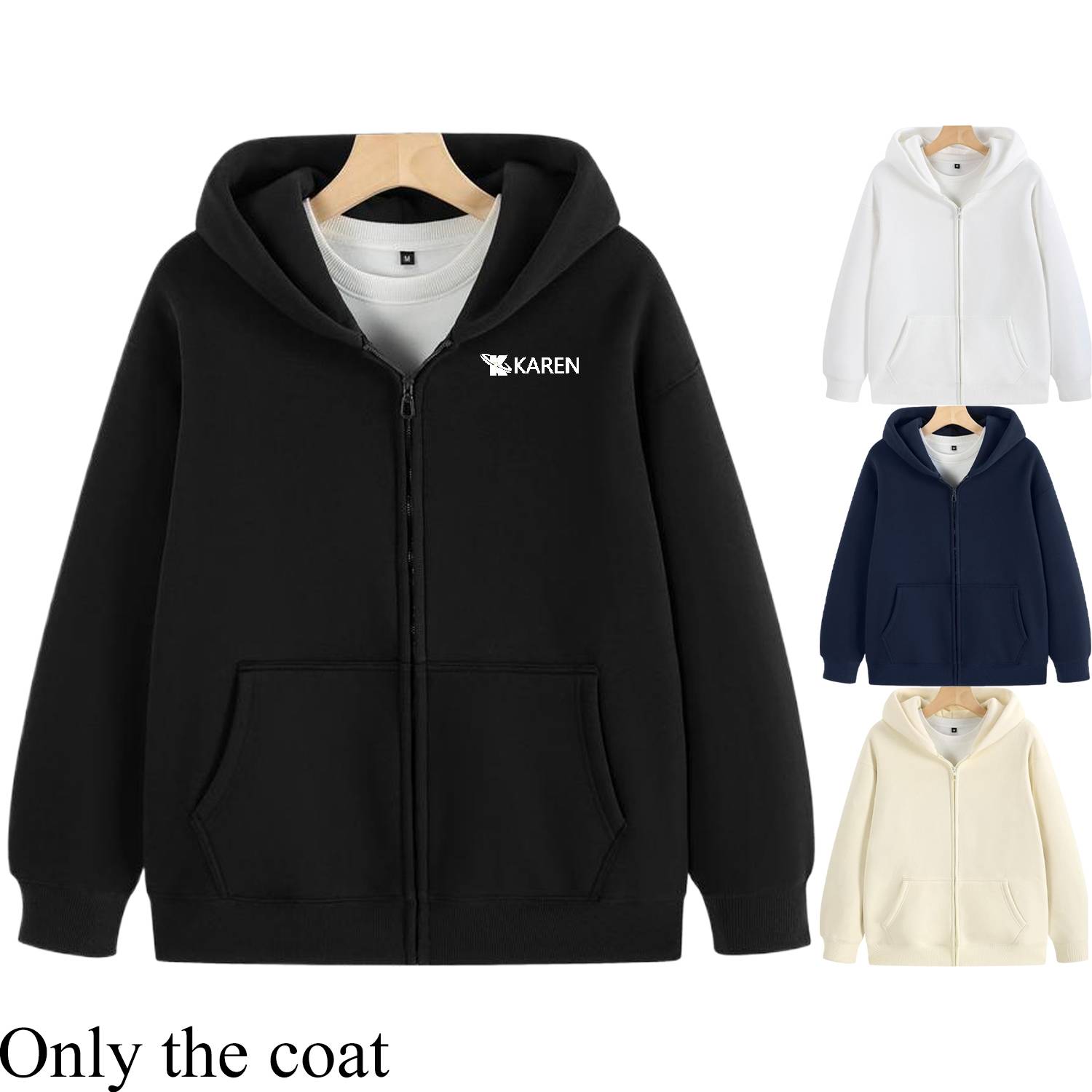 Warm Winter Fleece Lined Zip Up Hoodie