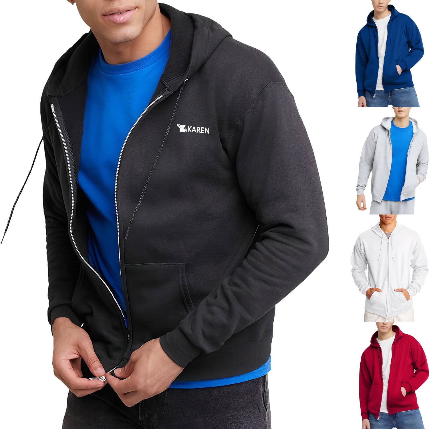 Fall Warm Loose Zip-Up Solid Hoodie