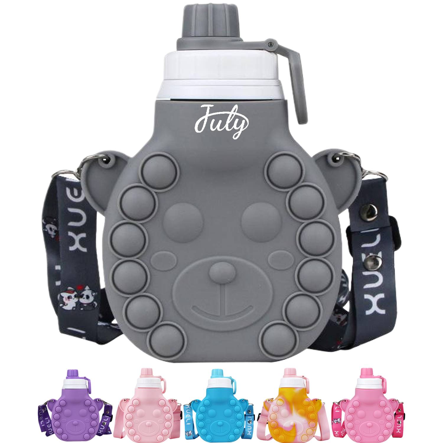 16oz Kids Silicone Water Bottle w/ Strap