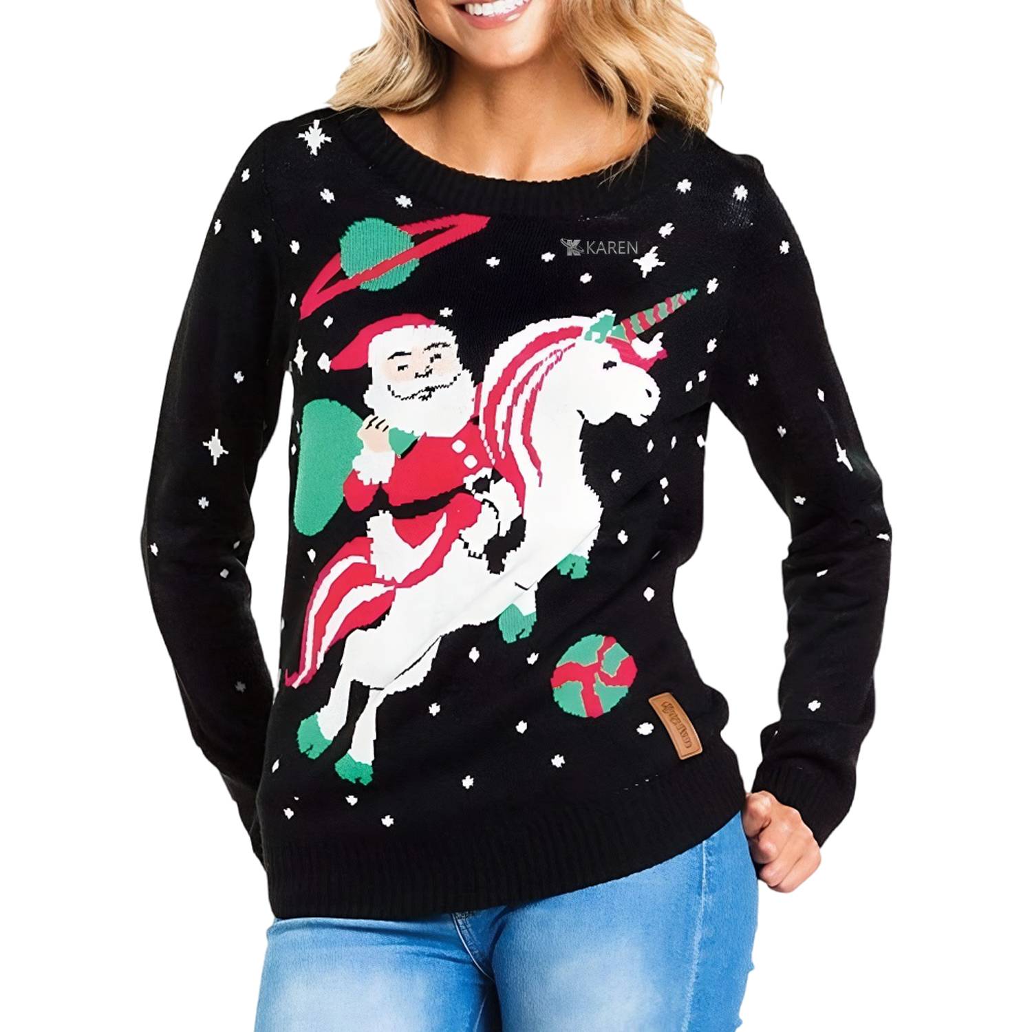 Santa Claus Cartoon Pattern Christmas Sweater