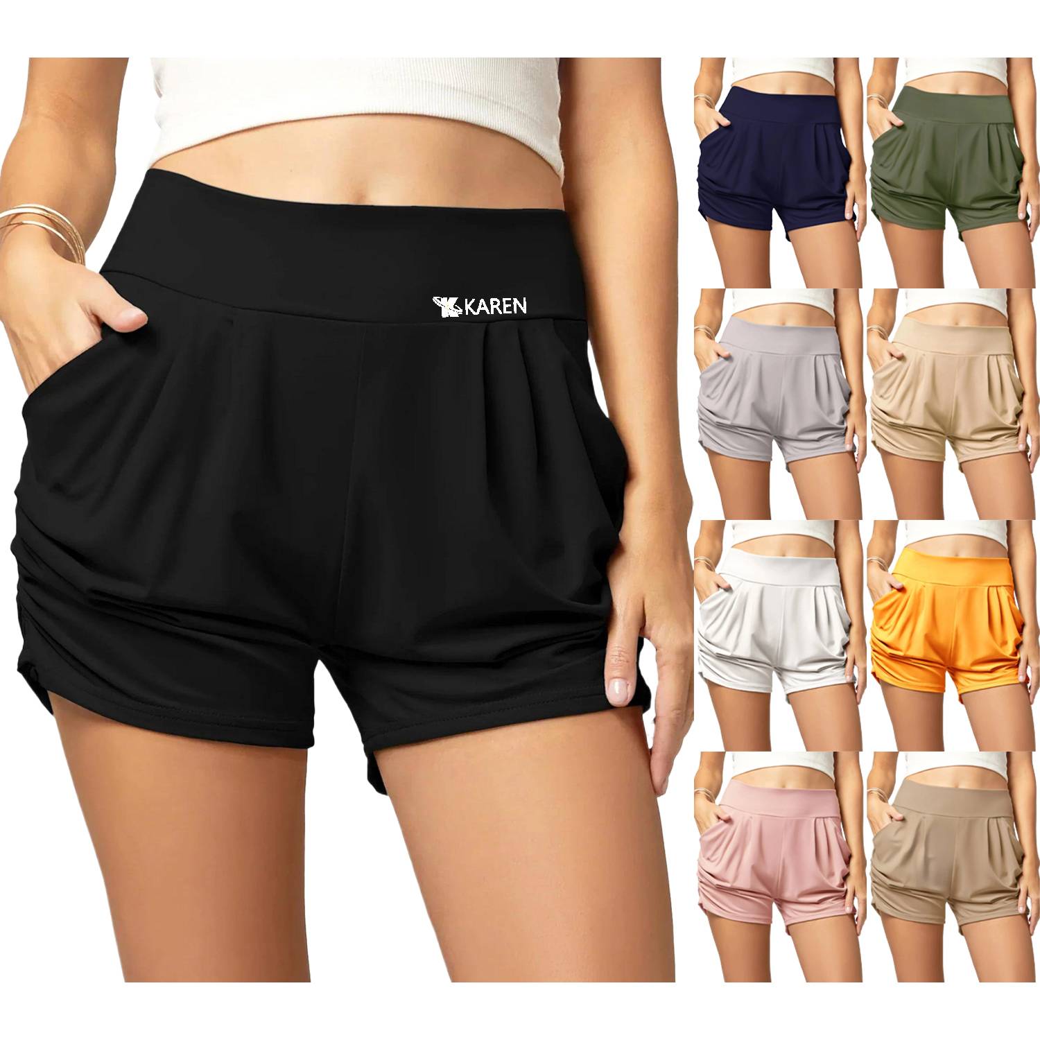 Women High Waist Sport Short w/ Pockets