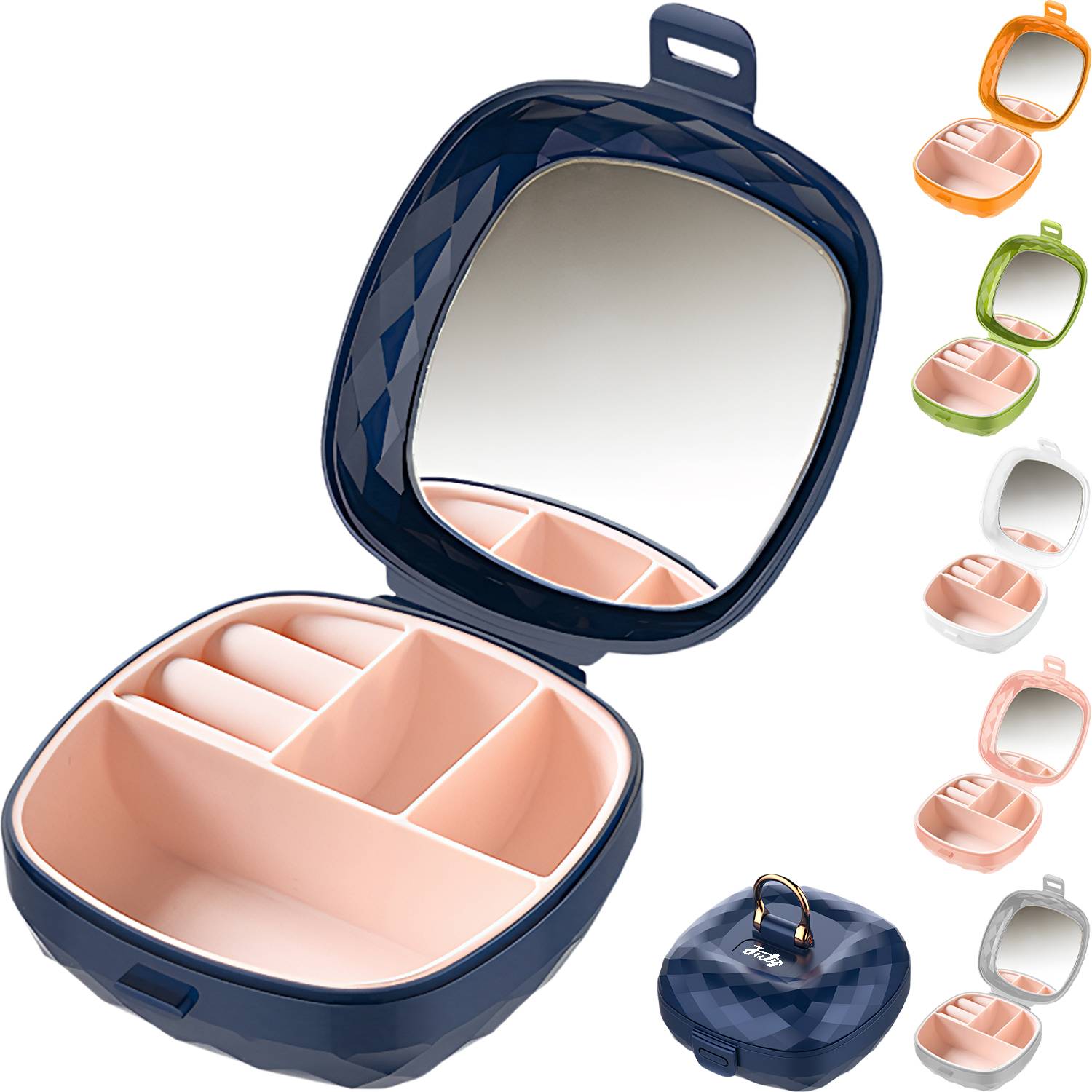 Portable Jewelry Organizer Box w/ Mirror