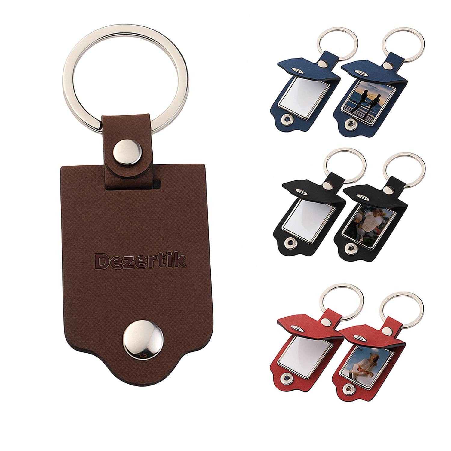 Custom PU Leather Photo Keychain