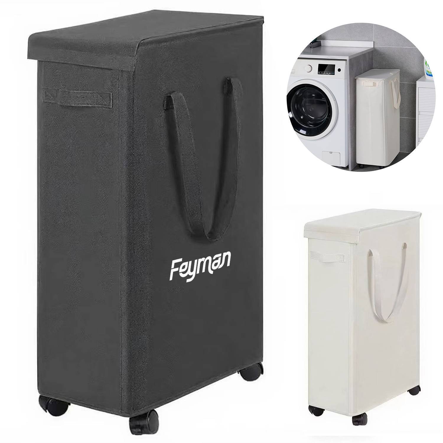 Foldable Oxford Laundry Basket w/ Wheels