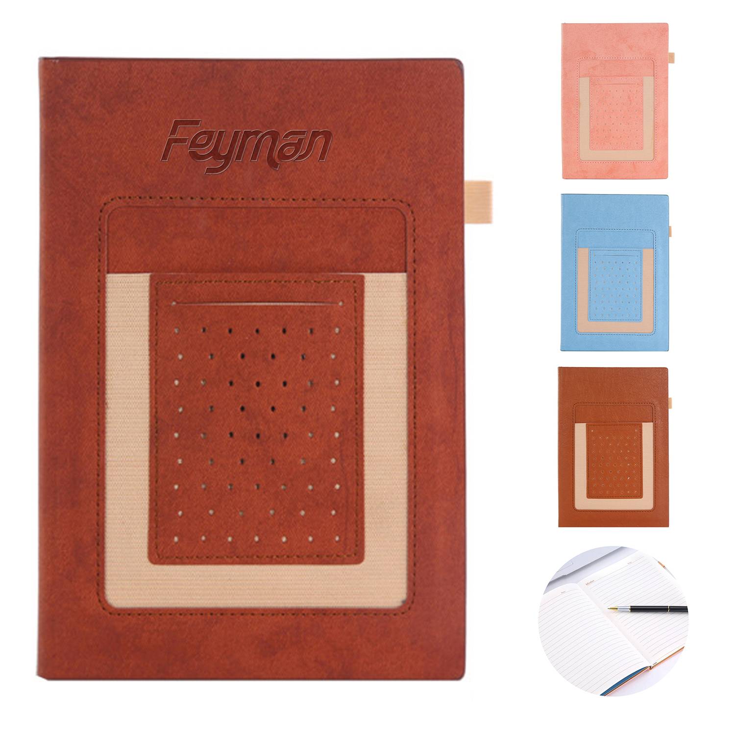 Portable A5 PU Leather Notebook w/ Pocket