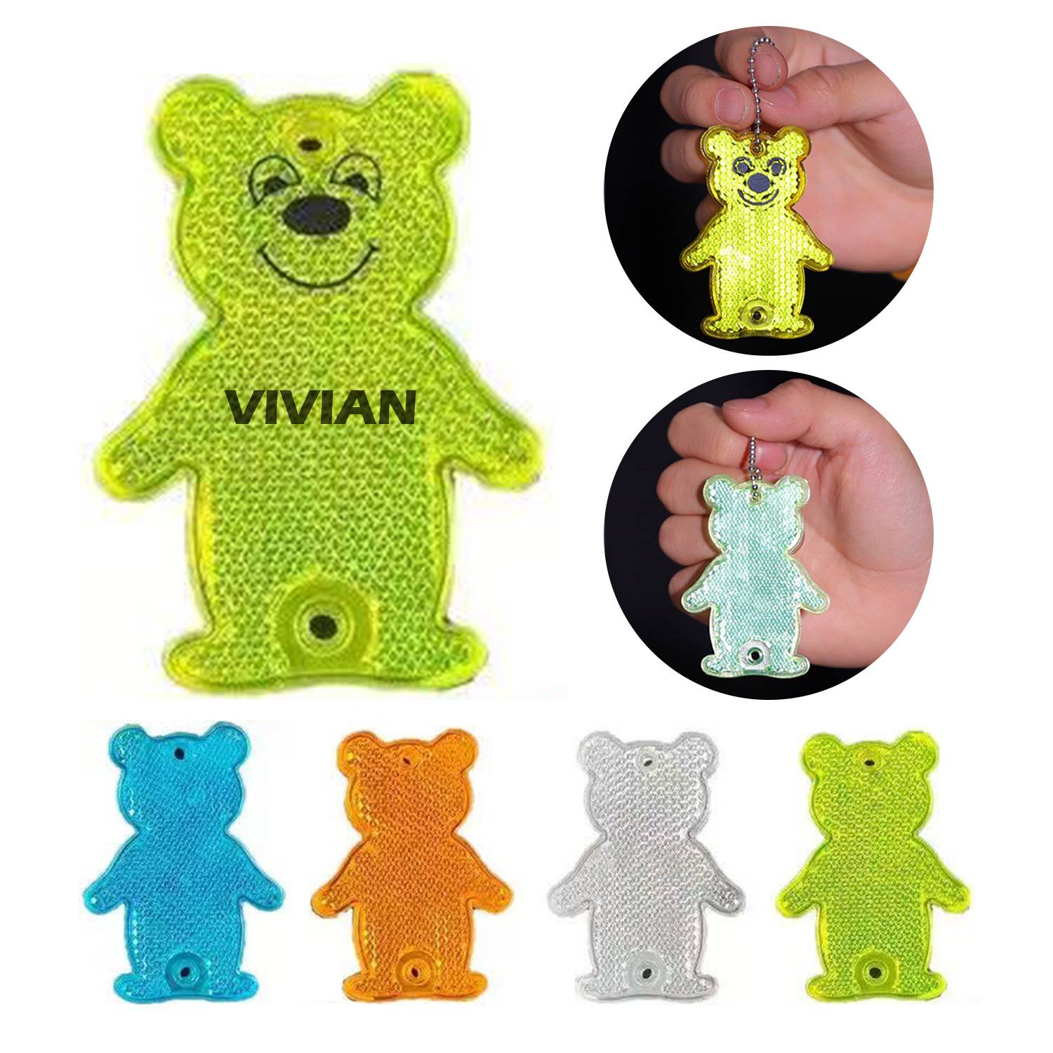 Acrylic Reflective Tiny Bear Keychain