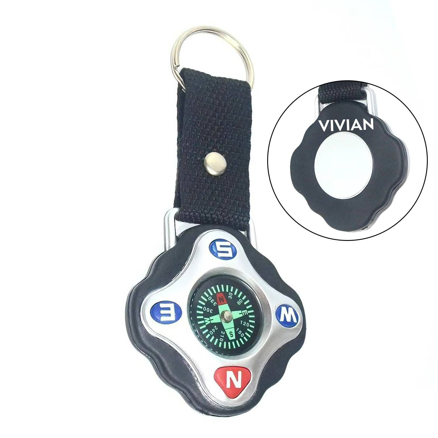 Compass w/Strap & Split Key Ring