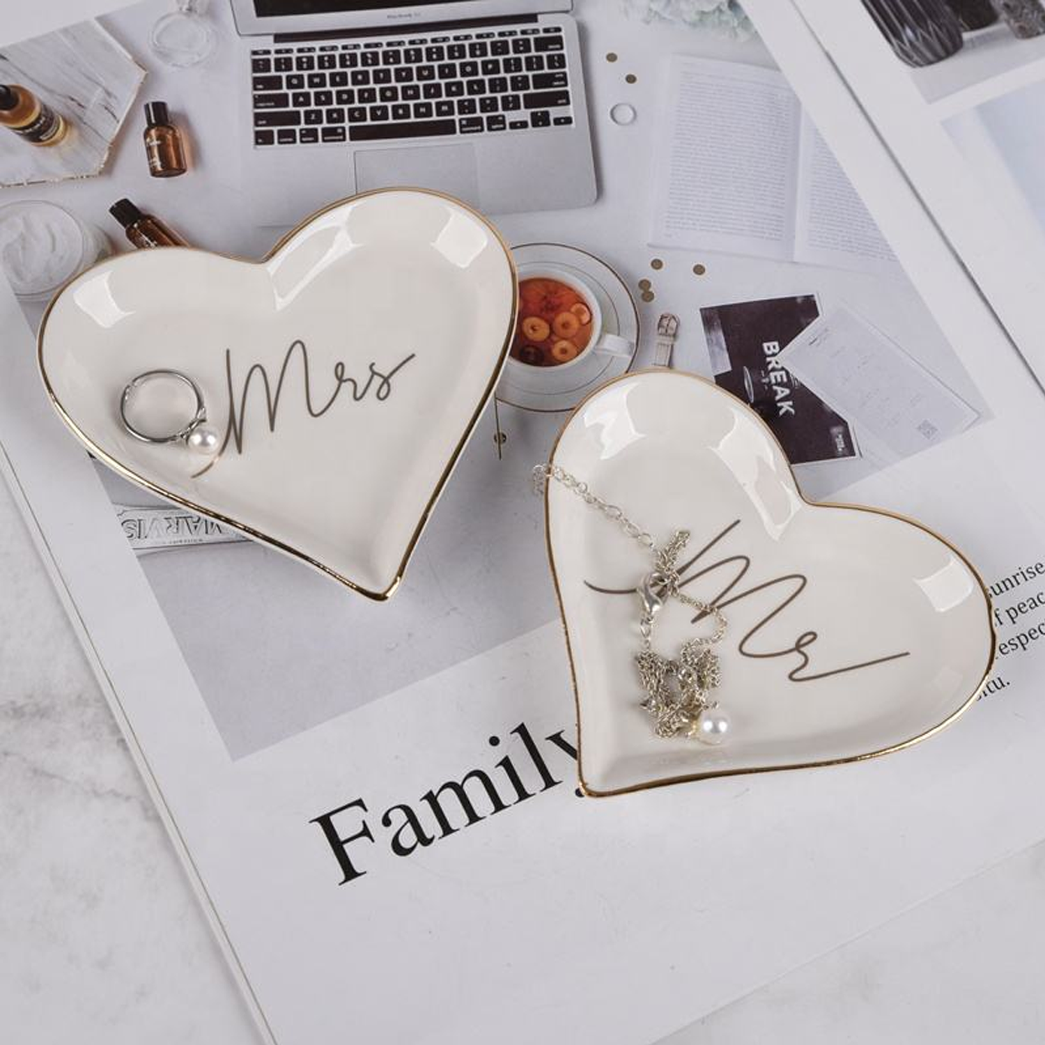 Ceramic Heart Shape Ring Holder Jewelry Tray - Image 6