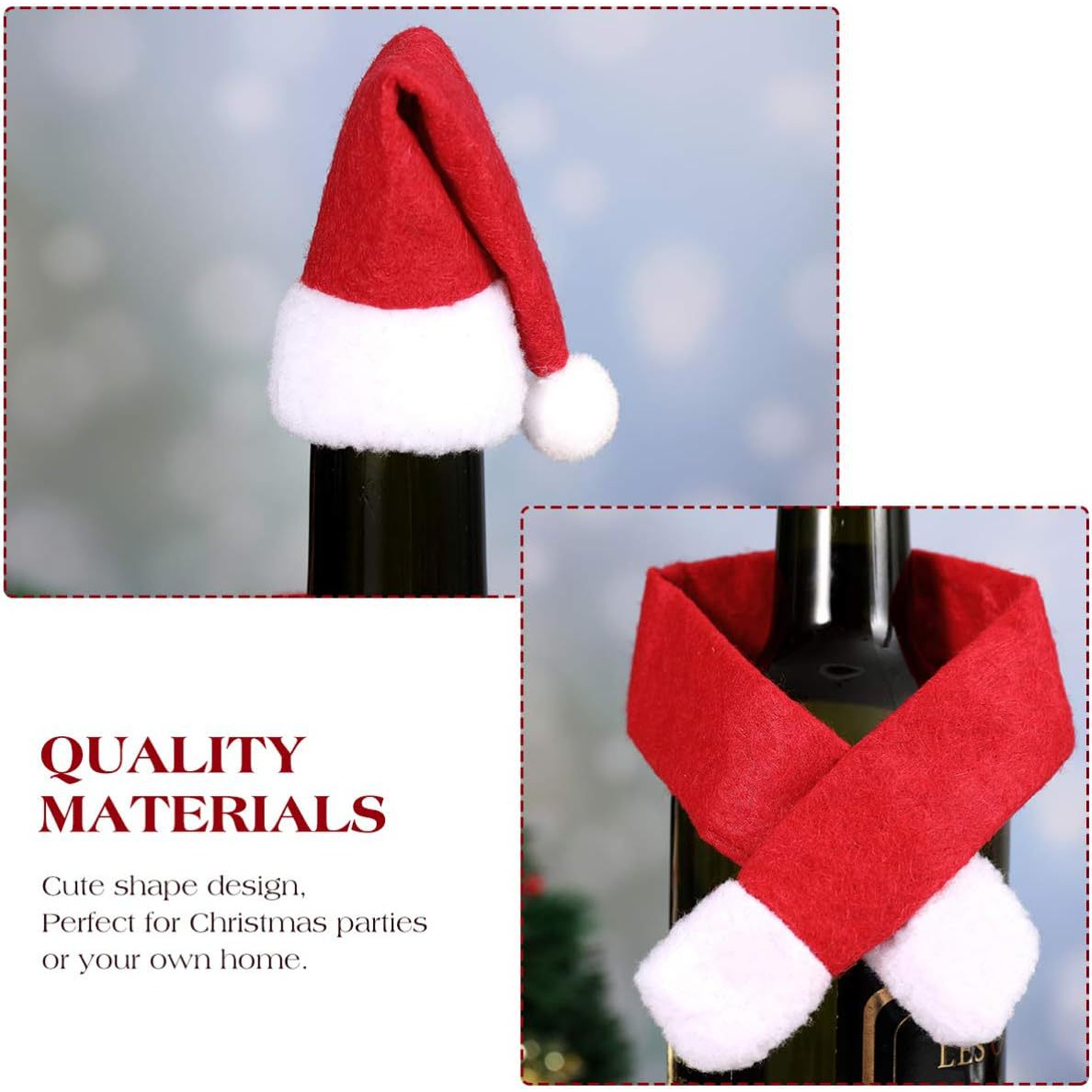 Christmas Scarf & Hat Nonwoven Wine Bottle Decoration - Image 6