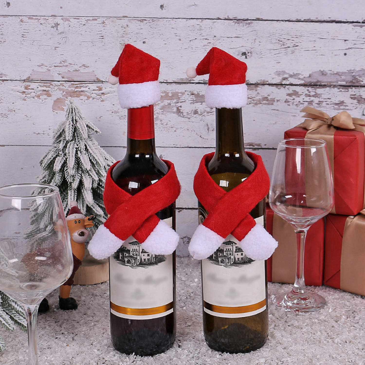 Christmas Scarf & Hat Nonwoven Wine Bottle Decoration - Image 5