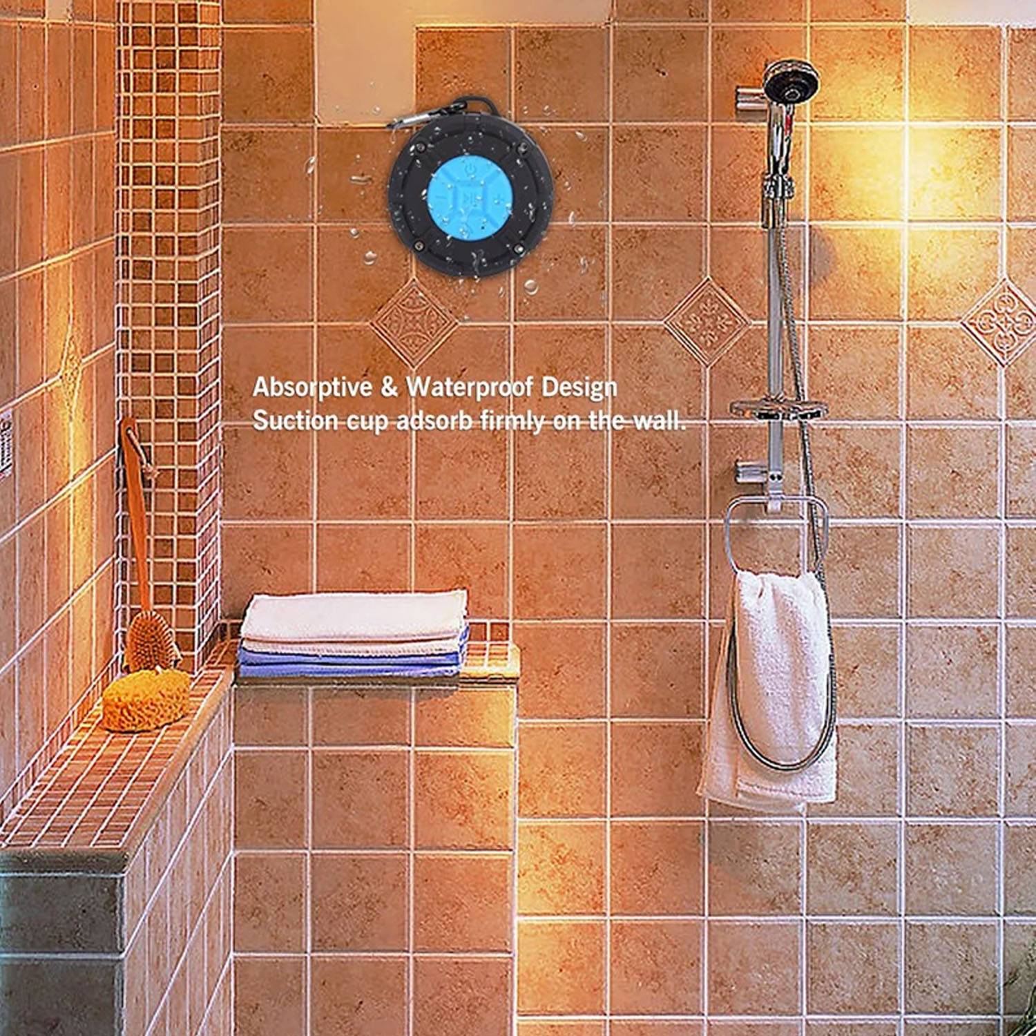 Waterproof Suction Cup Bluetooth Speaker w/ Carabiner - Image 3