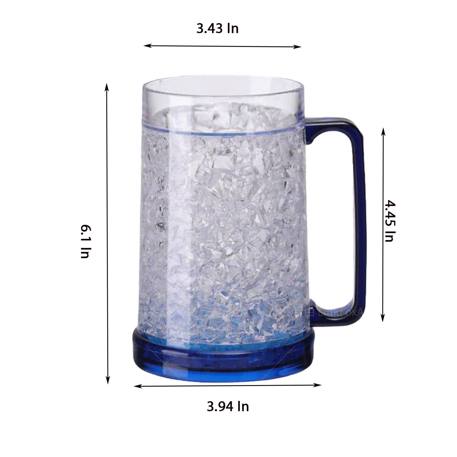 16 oz Plastic Double Wall Freezer Frosted Beer Mugs - Image 4