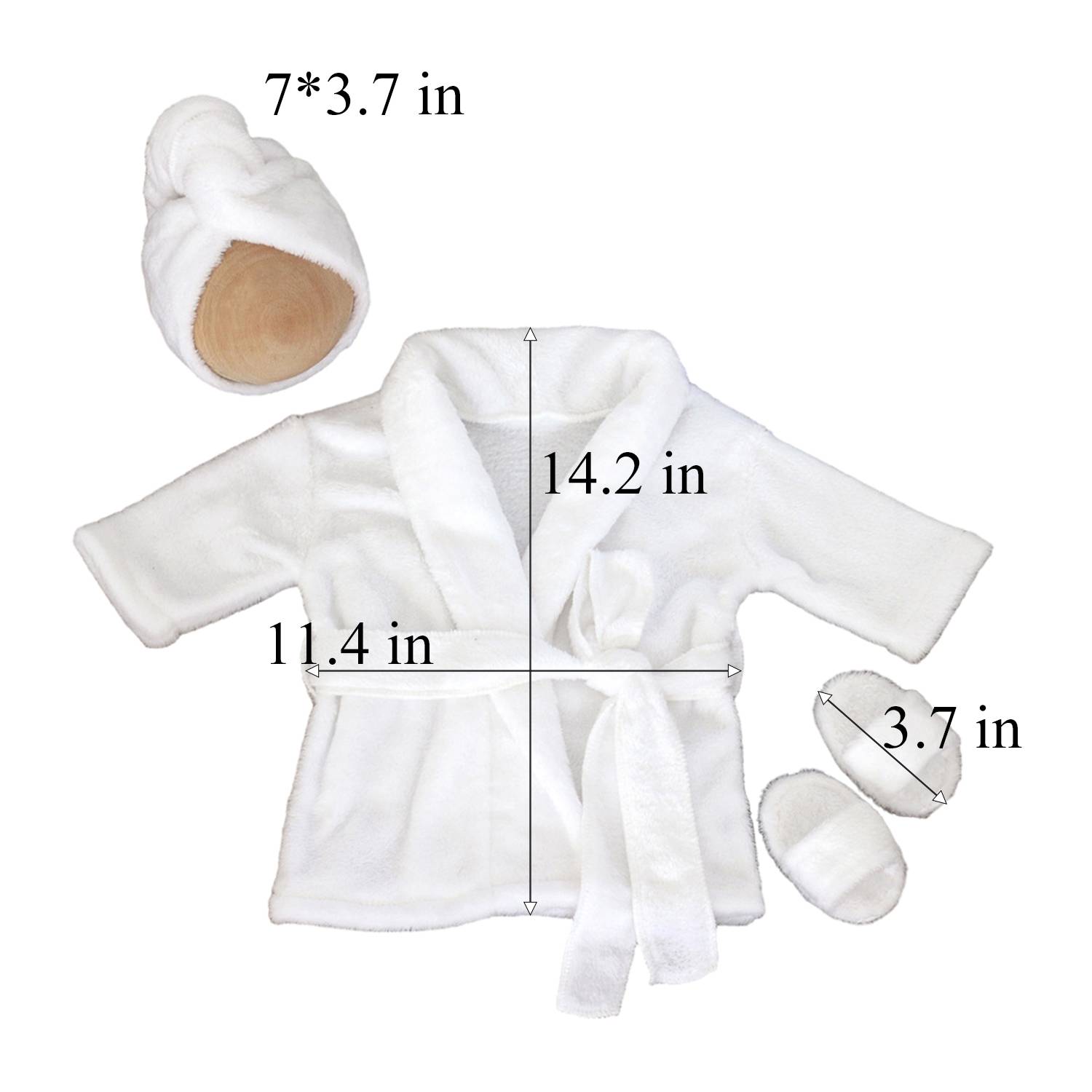 Baby Headscarf Pajamas Bathrobe Slippers Set - Image 4