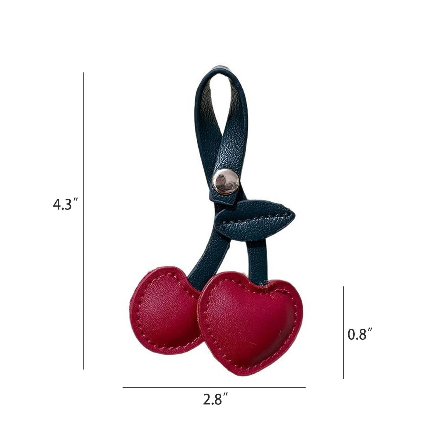 PU Leather Cherry Pendant Decoration Keychain - Image 4