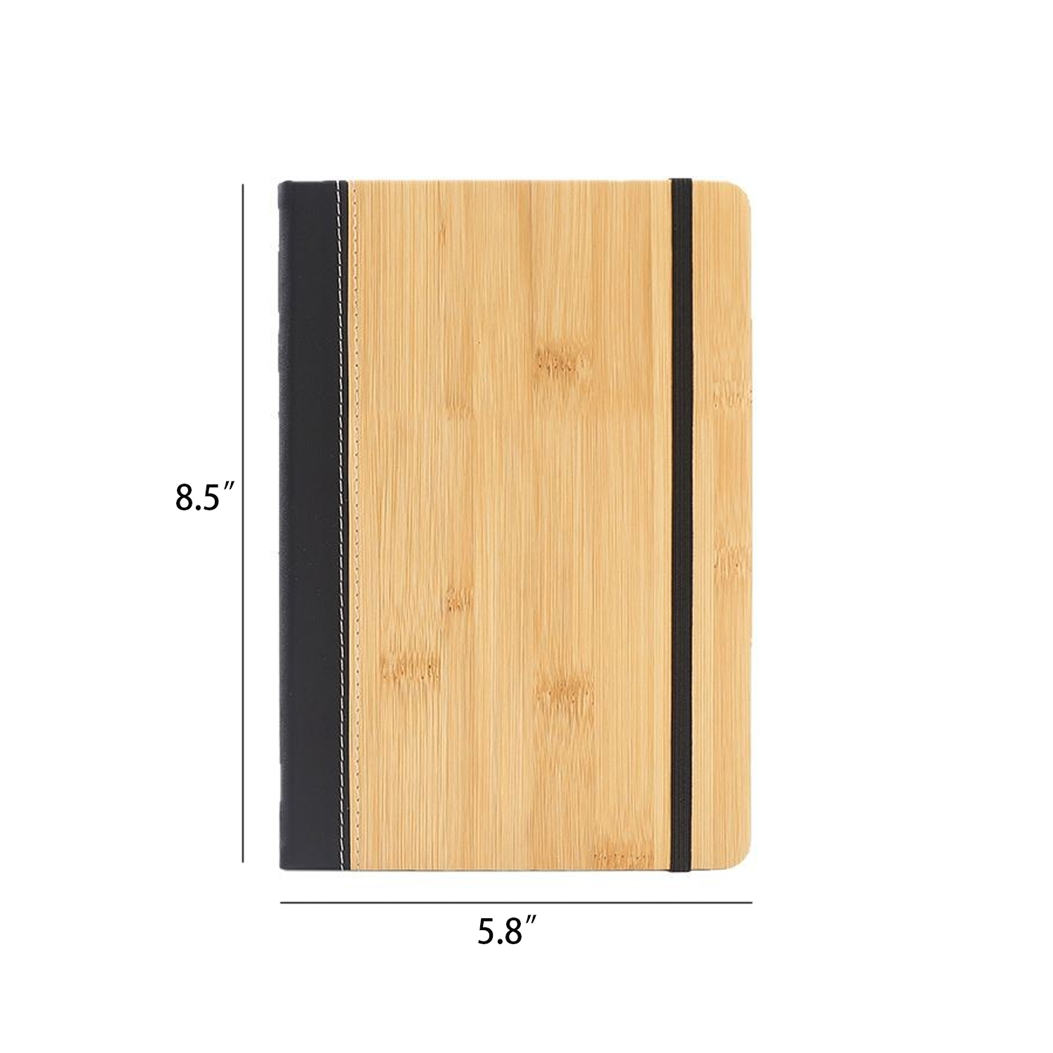 A5 Bamboo-Pattern PU Leather Notebook w/ Elastic Band - Image 4
