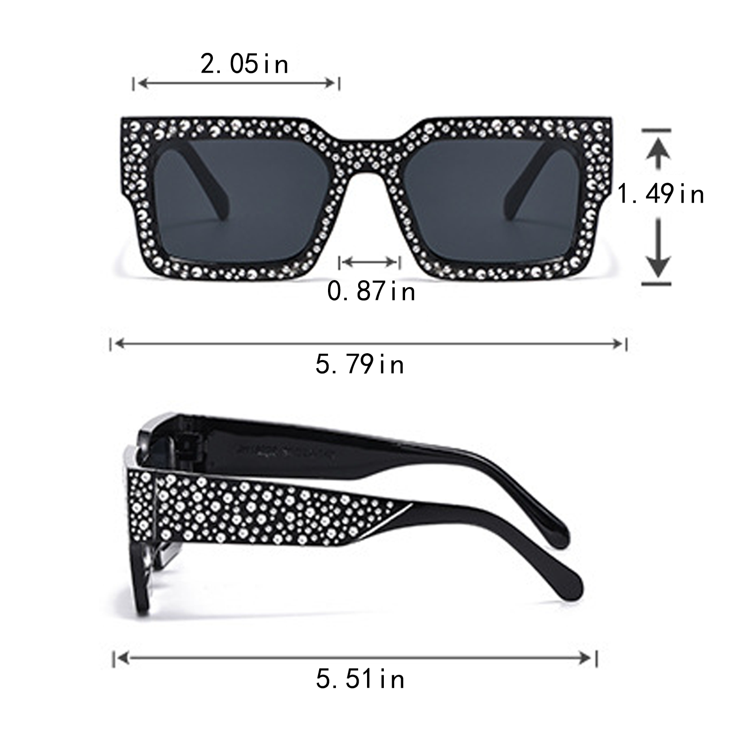 Rhinestone Square Plastic Sunglasses - Image 3