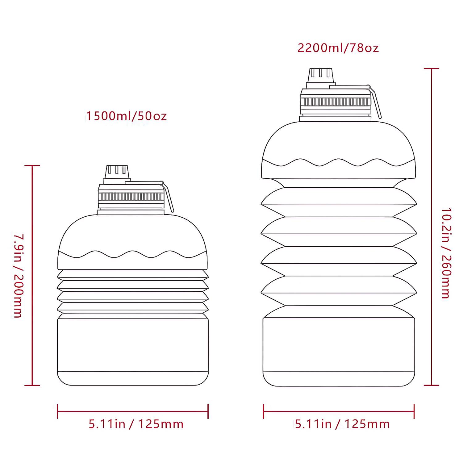 74oz Large Capacity Collapsible Silicone Water Bottle - Image 4