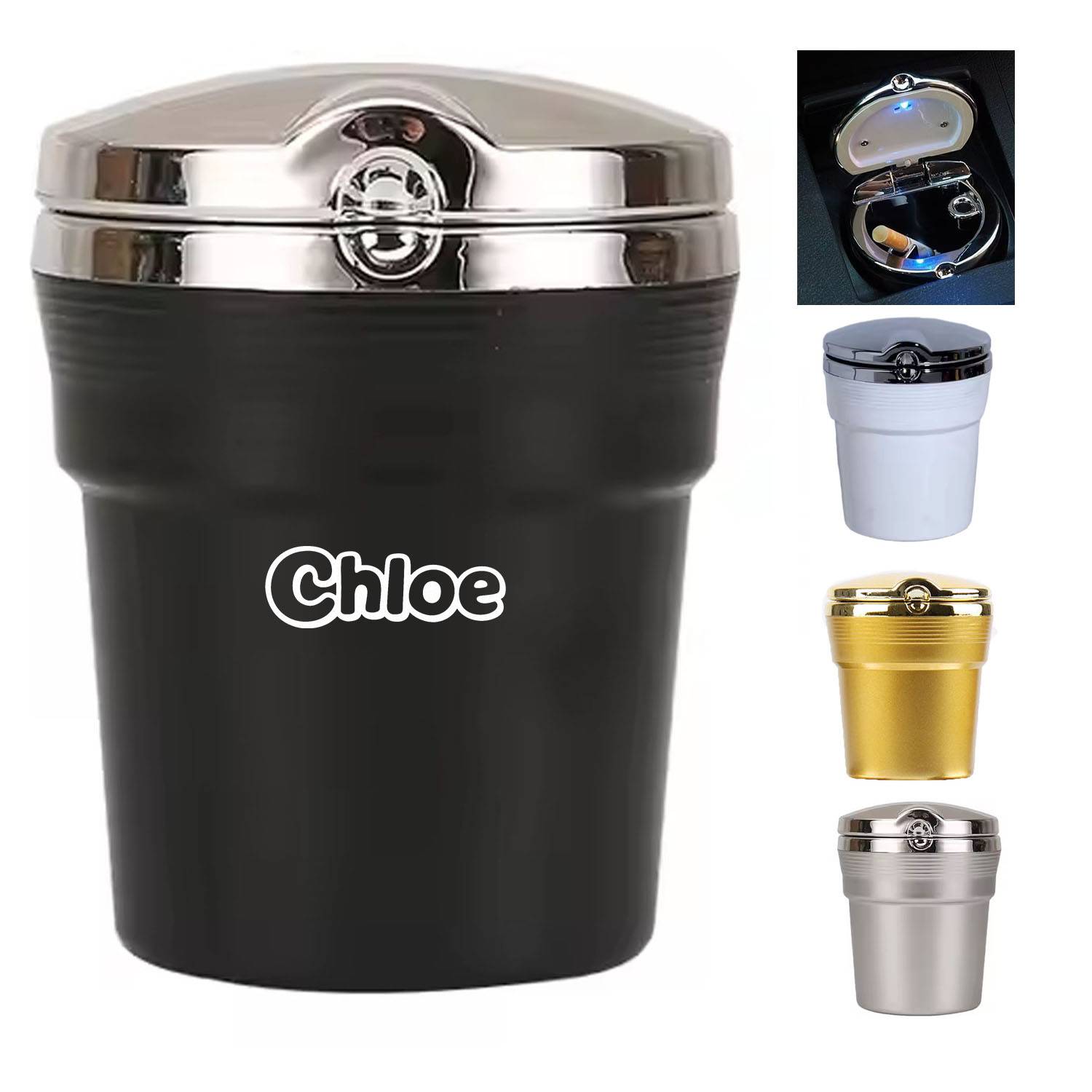 Multi-Functional Heat Resistant Car Ashtray w/ LED Light