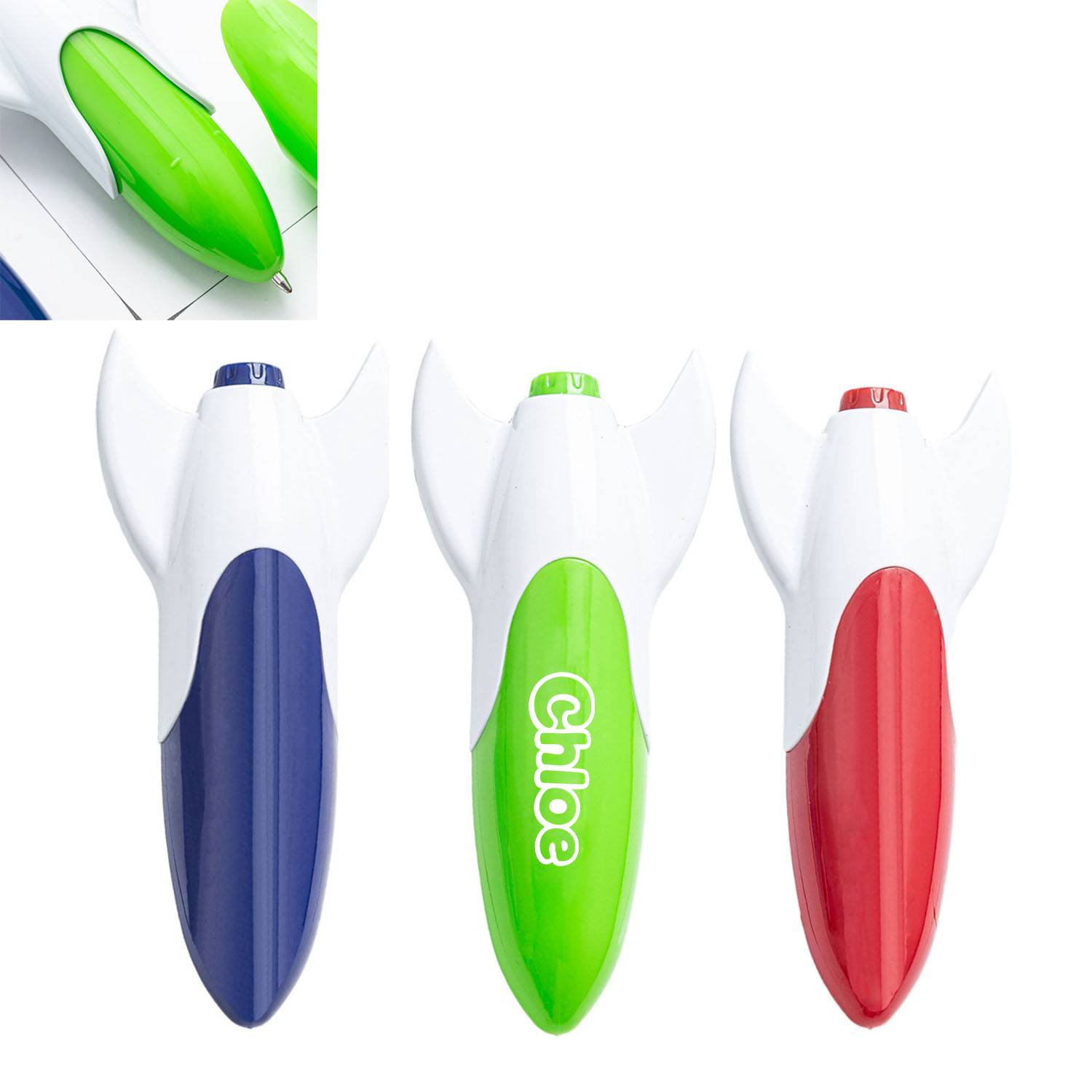 Cartoon Rocket Shaped Plastic Push Type Ballpoint Pen