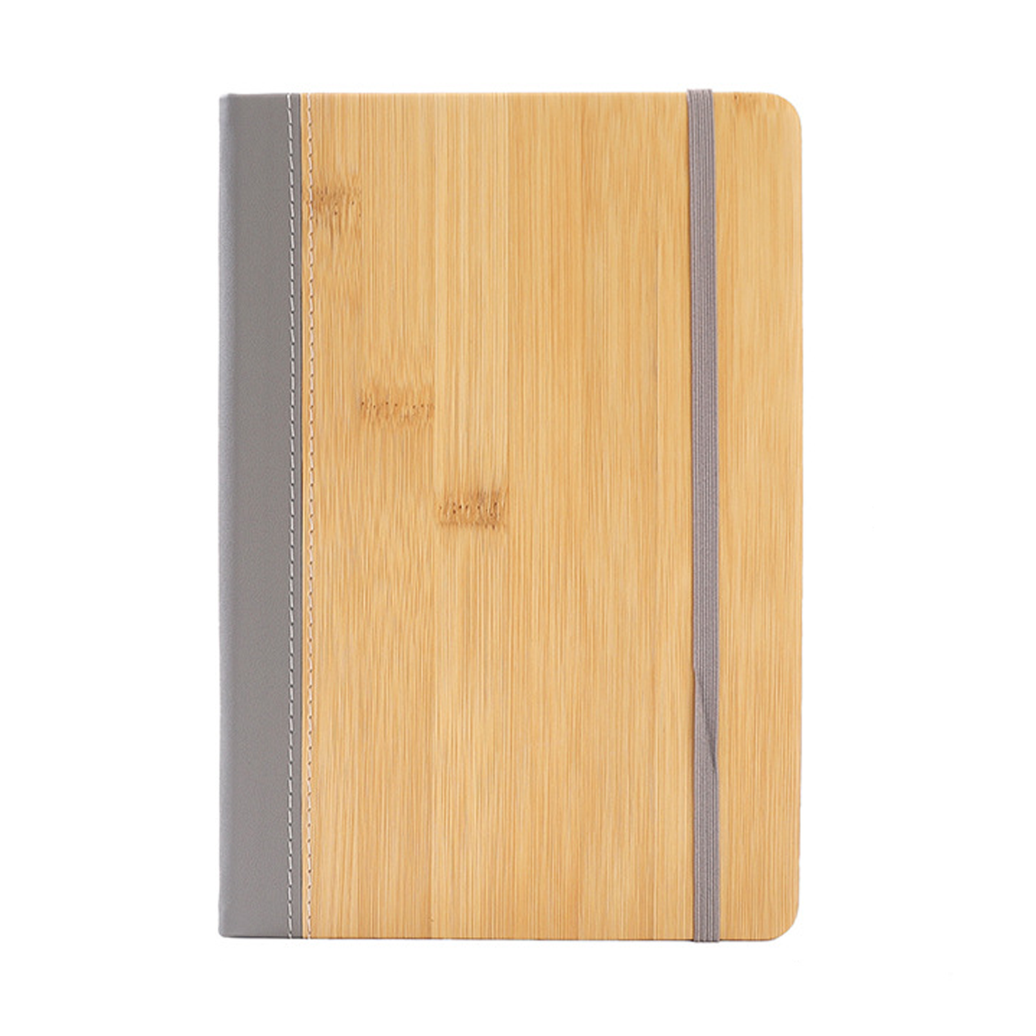 A5 Bamboo-Pattern PU Leather Notebook w/ Elastic Band - Image 6