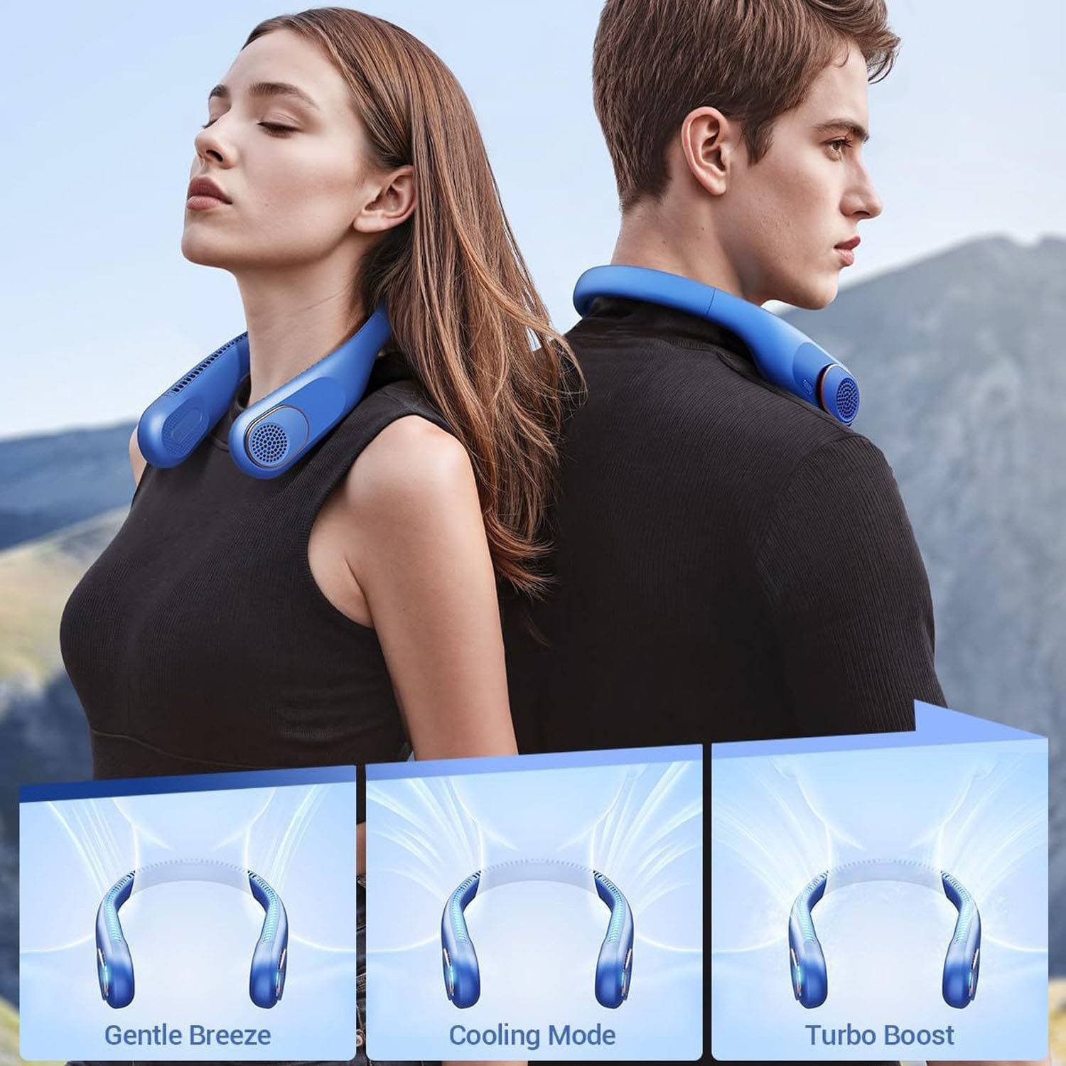 Plastic USB Rechargeable Hanging Neck Fan - Image 3