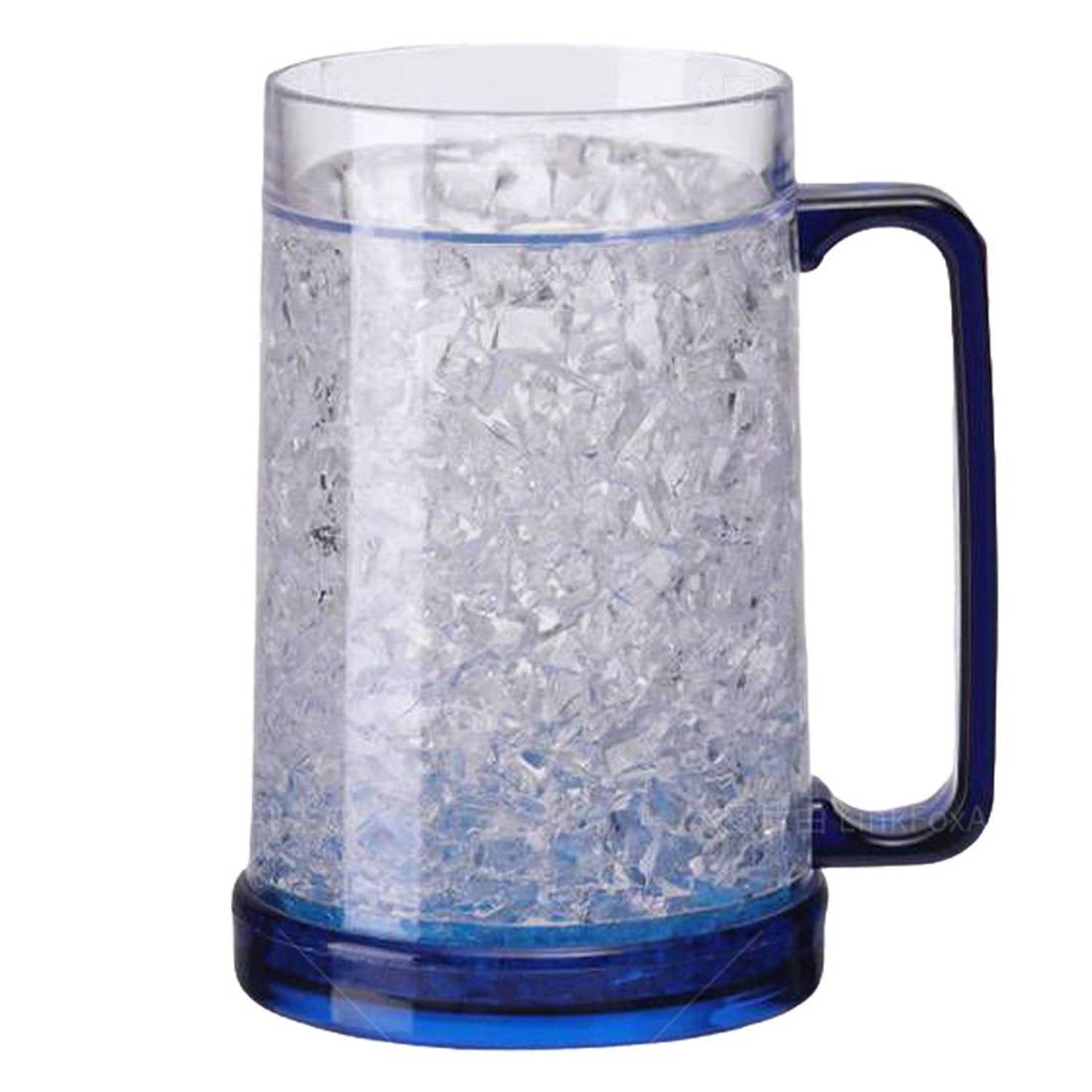 16 oz Plastic Double Wall Freezer Frosted Beer Mugs - Image 3