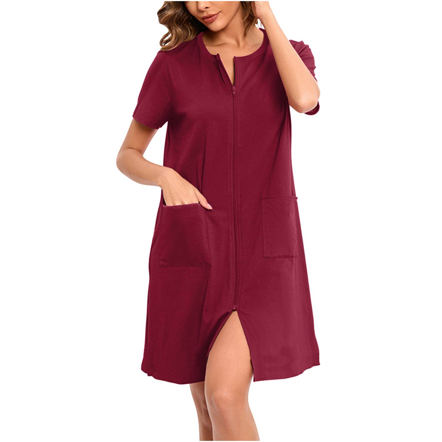 Women Summer Short Sleeve Loose Nightgown Dress - Image 11