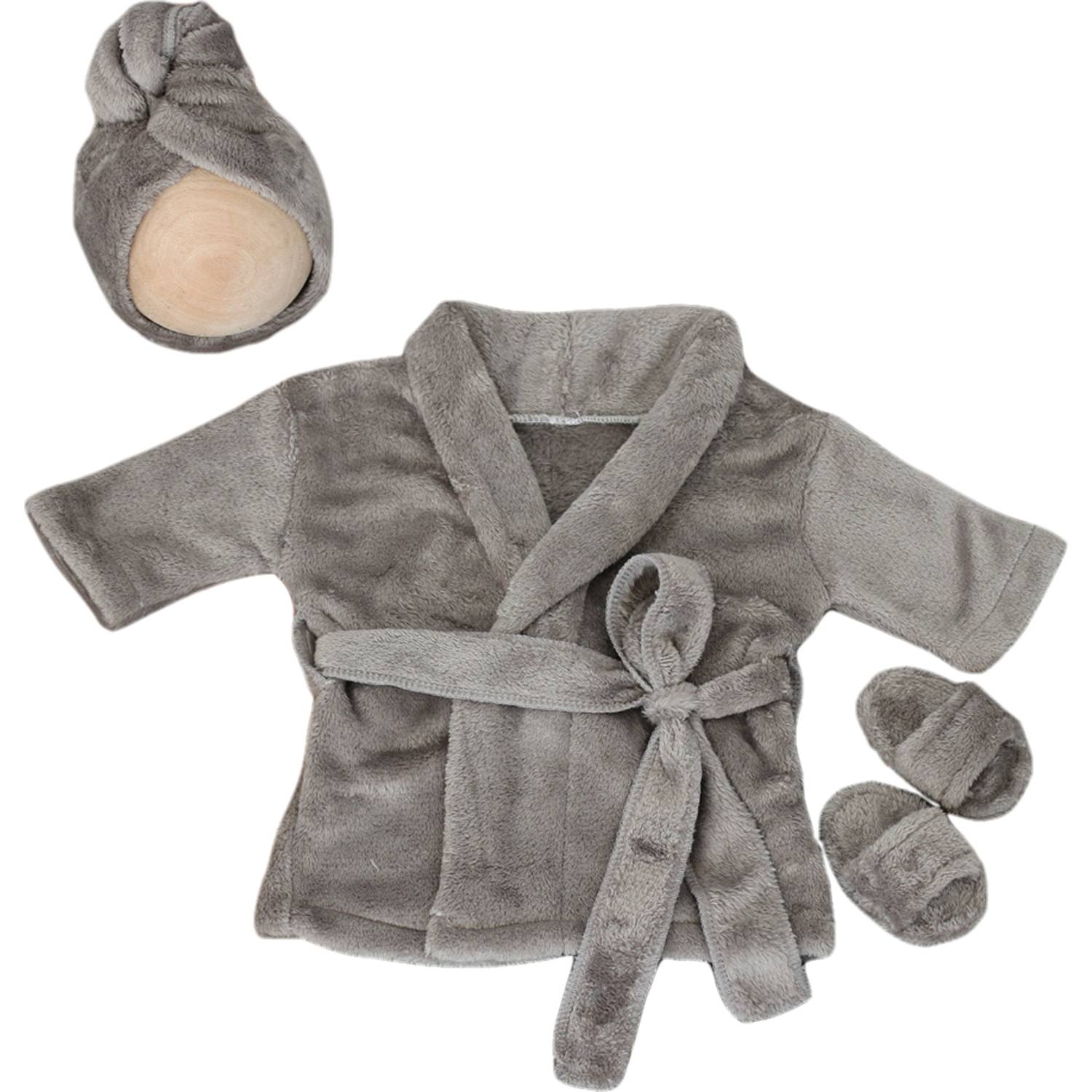 Baby Headscarf Pajamas Bathrobe Slippers Set - Image 8