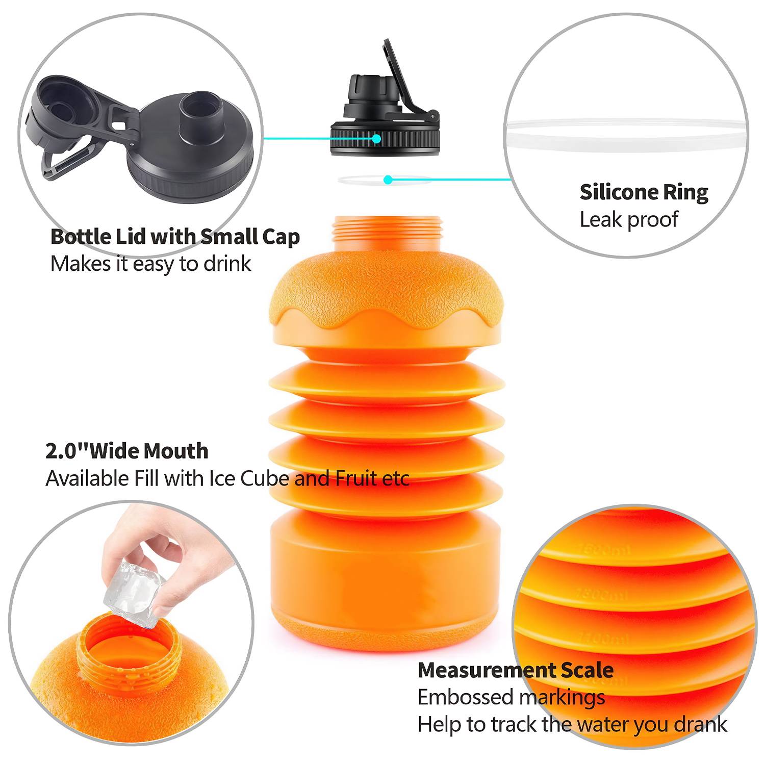 74oz Large Capacity Collapsible Silicone Water Bottle - Image 6