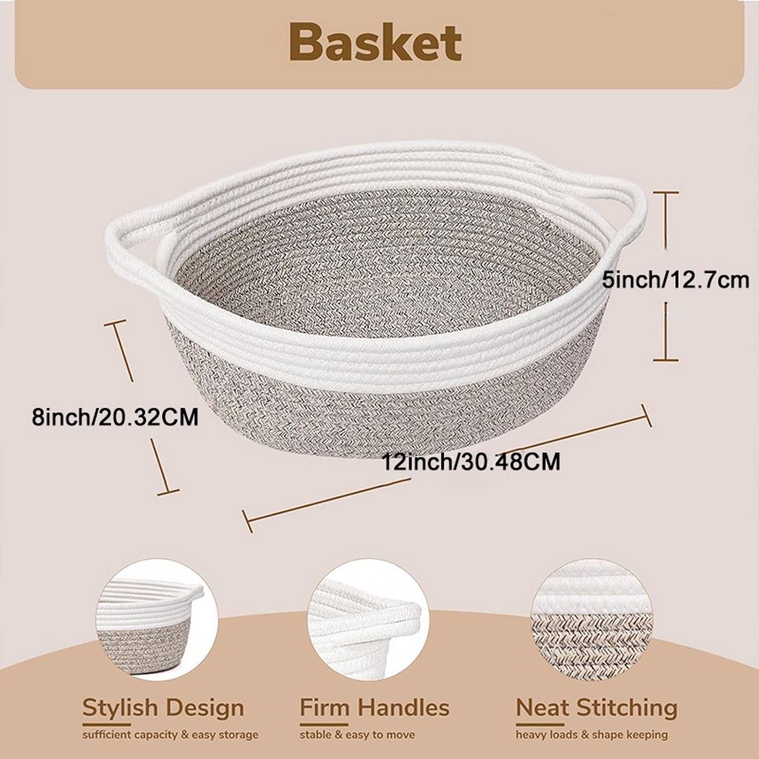 Hand Woven Cotton Rope Storage Basket - Image 4