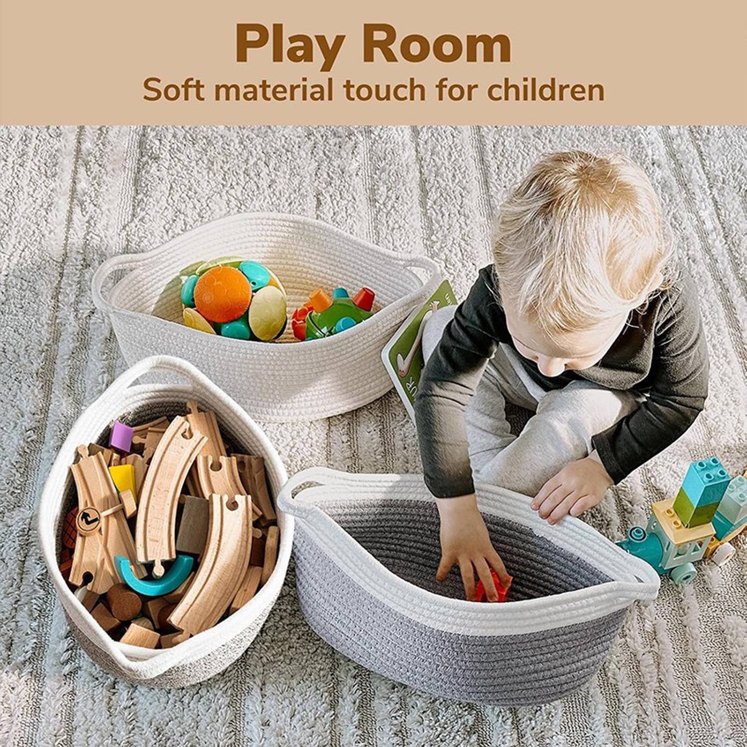 Hand Woven Cotton Rope Storage Basket - Image 6