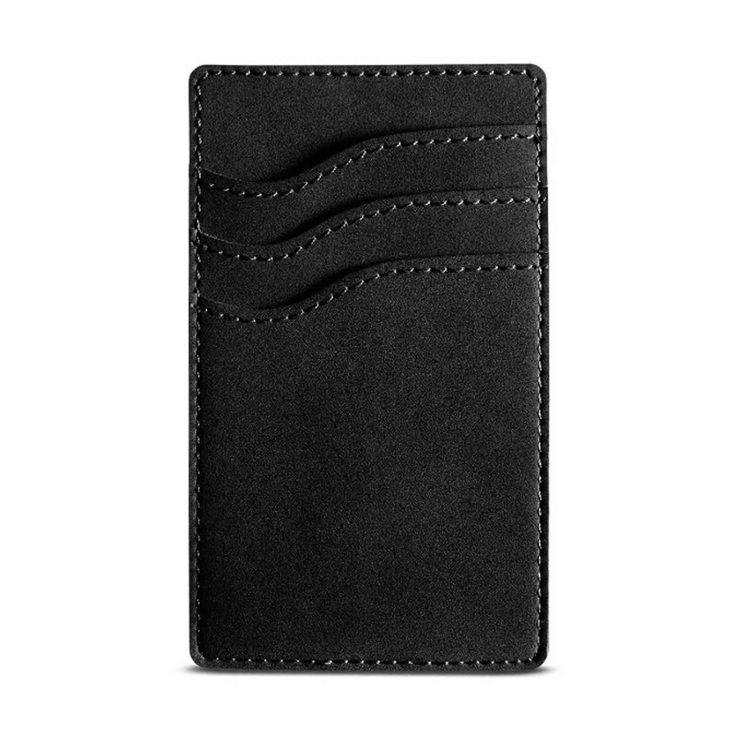 3-Pocket PU Leather Adhesive Phone Card Holder